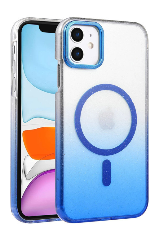 Apple İphone 12 / 12 Pro Kılıf Simli Renk Geçişli Magesafe Kapak Azn-Fiyonk