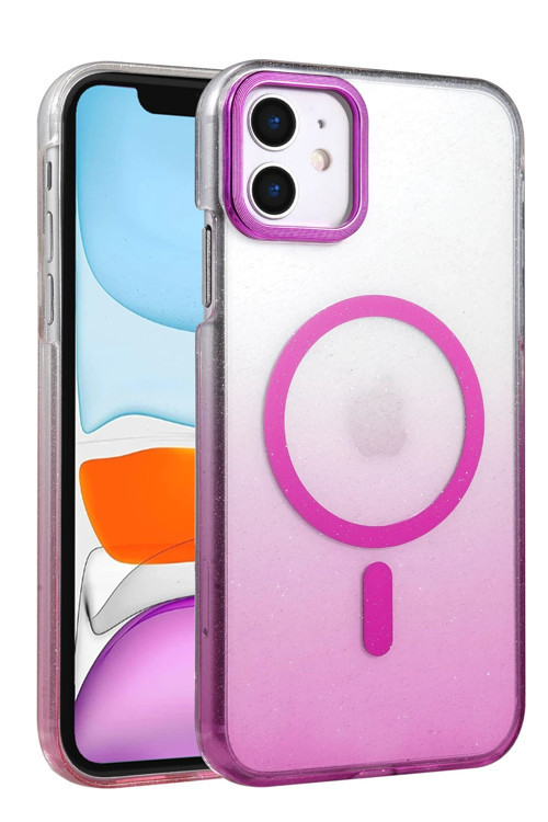 Apple İphone 12 / 12 Pro Kılıf Simli Renk Geçişli Magesafe Kapak Azn-Fiyonk
