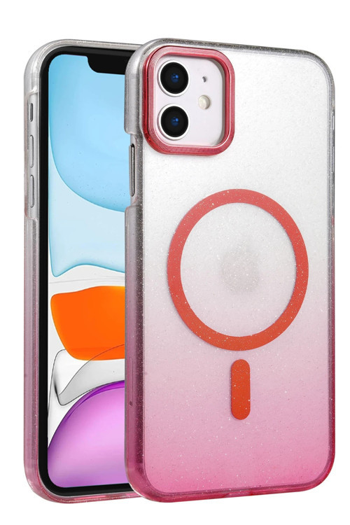 Apple İphone 12 / 12 Pro Kılıf Simli Renk Geçişli Magesafe Kapak Azn-Fiyonk