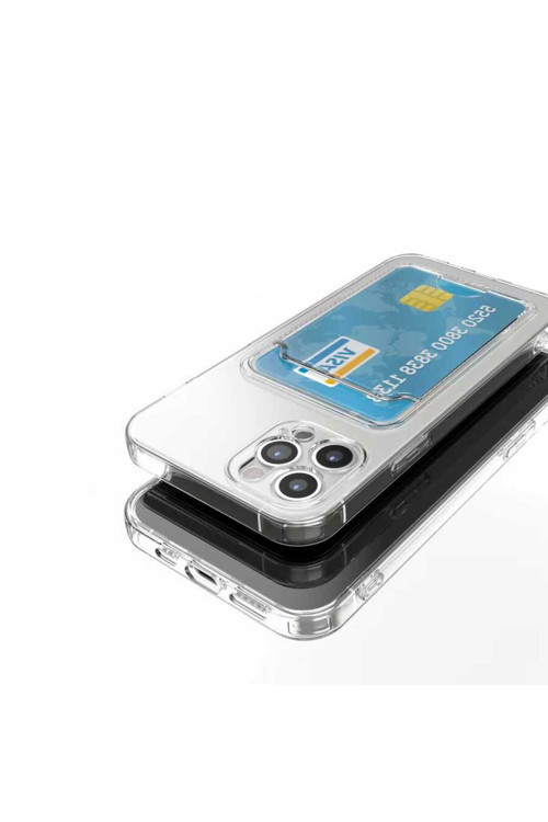 Apple İphone 13 Pro Max Kılıf Kartlıklı Şeffaf Silikon Zr-Setra