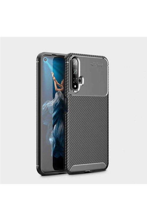 Huawei Nova5T Kılıf Karbon Görünümlü Silikon Zr-Negro