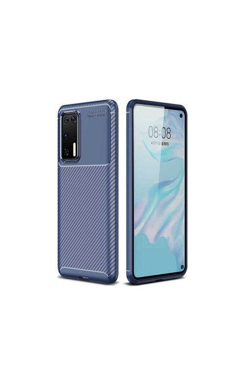 Huawei P40 Kılıf Karbon Görünümlü Silikon Zr-Negro