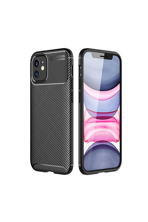 Apple İphone 12 Kılıf Karbon Görünümlü Silikon Zr-Negro