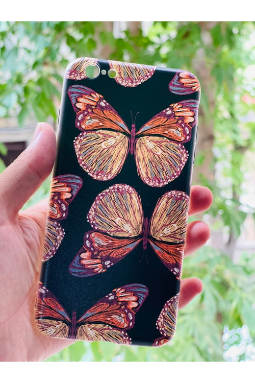 6 Plus / 6S Plus Uyumlu Kılıf Kelebek Desenli Baskılı Silikon