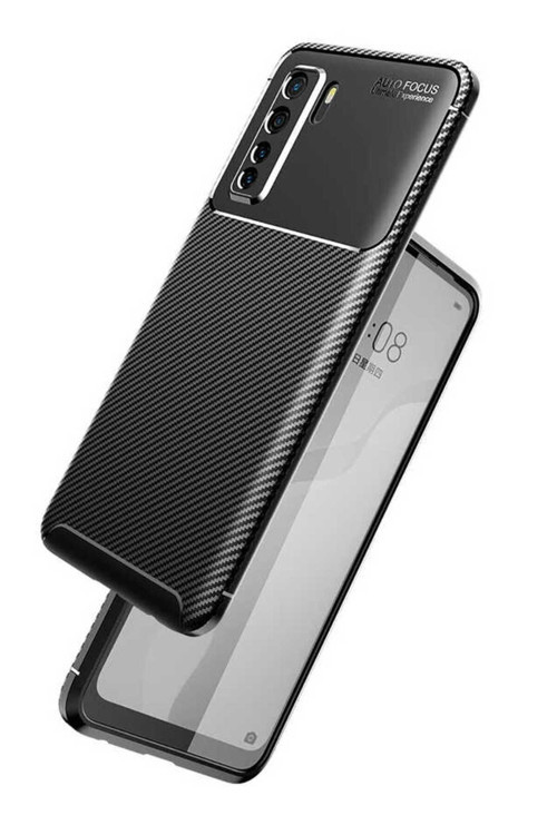 Huawei P40 Lite 5G Kılıf Karbon Görünümlü Silikon Zr-Negro