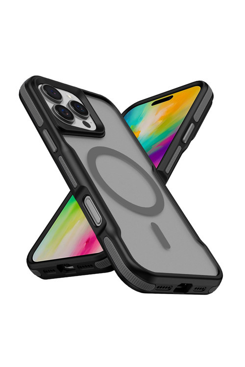 Apple İphone 16 Pro Max Kılıf Magsafe Şarj Özellikli Renkli Kenar Airbag Şeritli Zr-Lamer