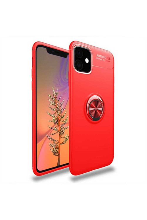 Apple Iphone 11 Kılıf Ravel Yüzüklü Silikon Kapak + Kablo Koruyucu + Ekran Koruyucu