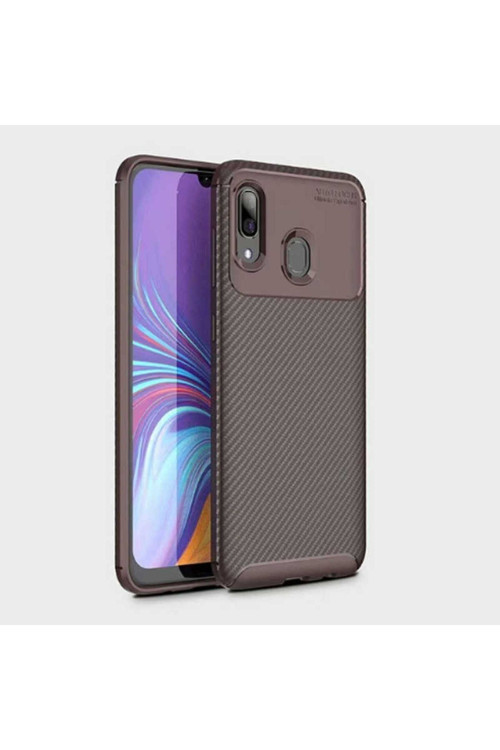 Samsung Galaxy A20 Kılıf Karbon Görünümlü Silikon Zr-Negro