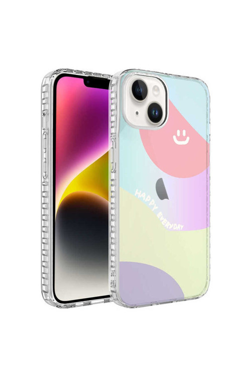 Apple İphone 14 Plus Kılıf Airbag Kenarlı Renkli Desenli Silikon Elegans Kapak