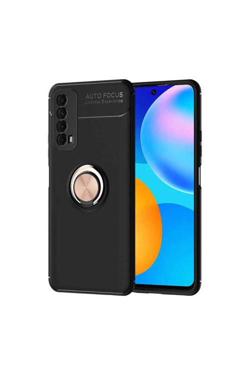 Huawei P Smart 2021 Kılıf Ravel Yüzüklü Silikon Kapak + Kablo Koruyucu + Ekran Koruyucu