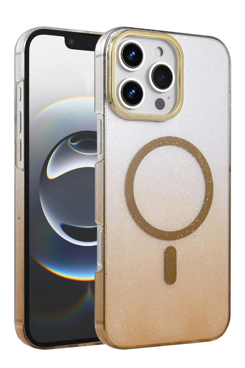 Apple İphone 15 Pro Max Kılıf Simli Renk Geçişli Magesafe Kapak Azn-Fiyonk