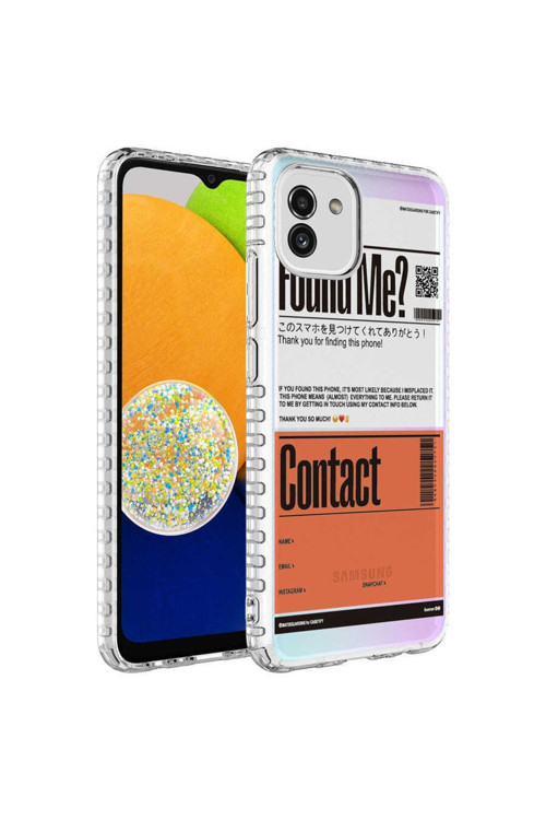 Samsung Galaxy A03 Kılıf Renkli Desenli Silikon Elegans + Kablo Koruyucu + Ekran Koruyucu
