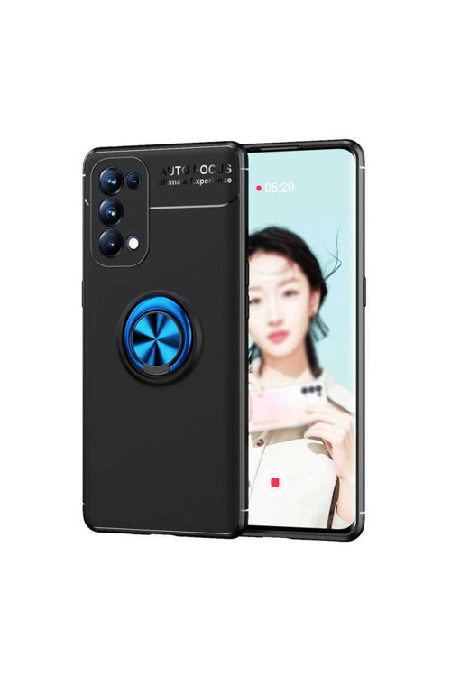 Oppo Reno 5 5G Kılıf Ravel Yüzüklü Standlı Silikon Kapak