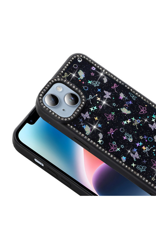 Apple İphone 13 Kılıf Taşlı Ve Simli Tasarım Zr-Azra