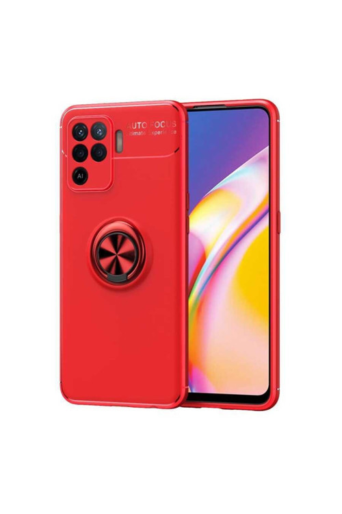 Oppo Reno 5 Lite Kılıf Ravel Yüzüklü Standlı Silikon Kapak