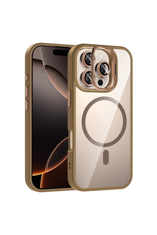 Apple İphone 14 Pro Max Kılıf Kamera Standlı Lens Koruyucu Hediyeli Zr-Etro