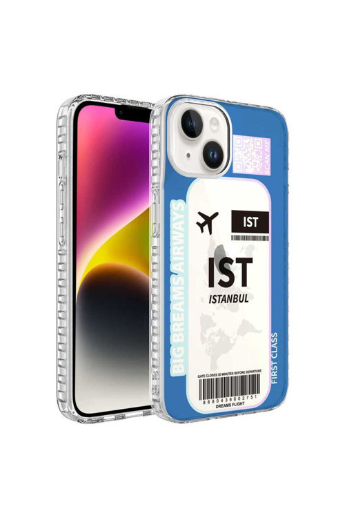 Apple İphone 14 Kılıf Airbag Kenarlı Renkli Desenli Silikon Elegans Kapak