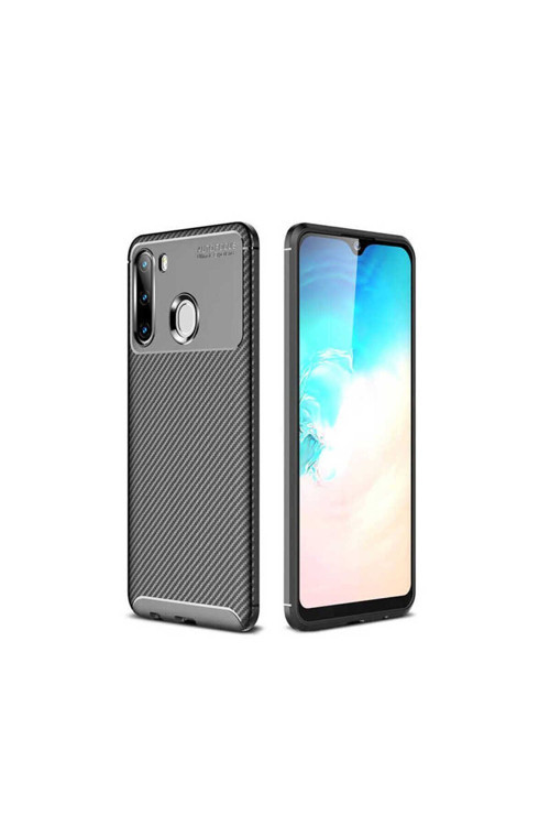 Samsung Galaxy A21 Kılıf Karbon Görünümlü Silikon Zr-Negro