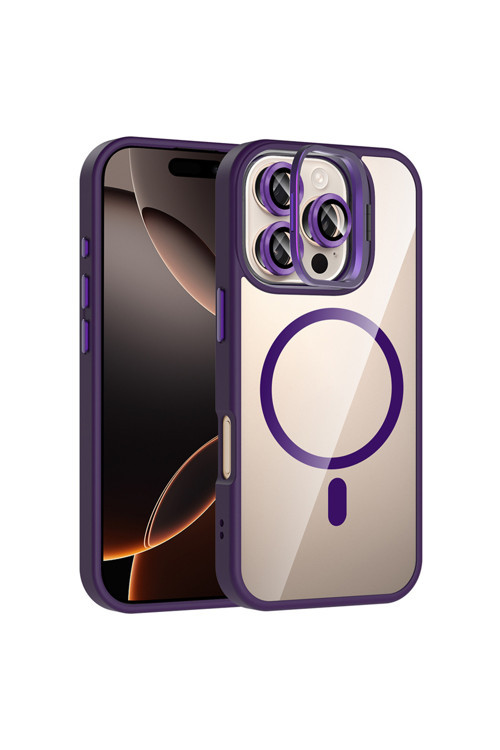 Apple İphone 14 Pro Max Kılıf Kamera Standlı Lens Koruyucu Hediyeli Zr-Etro