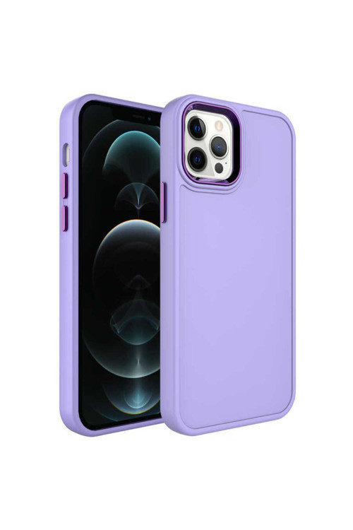 Apple İphone 12 Pro Kılıf Metal Çerçeve Ve Buton Tasarımlı Sert Botox Kapak