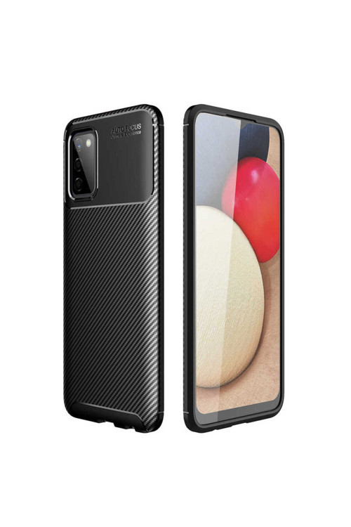 Samsung Galaxy A03S Uyumlu Kılıf Karbon Görünümlü Silikon Zr-Negro