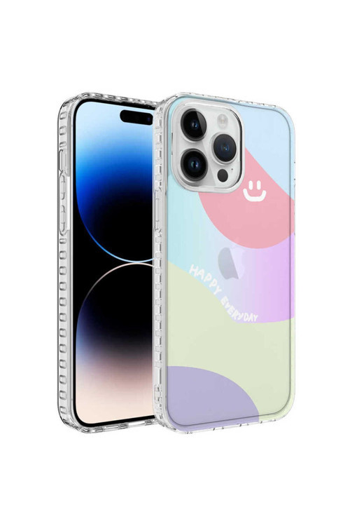 Apple İphone 12 Pro Max Kılıf Airbag Kenarlı Renkli Desenli Silikon Elegans Kapak