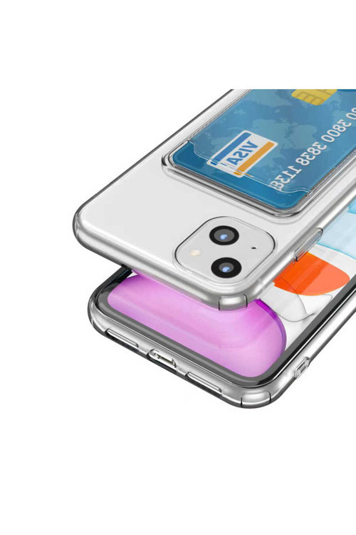 Apple İphone 14 Plus Kılıf Kartlıklı Şeffaf Silikon Zr-Setra