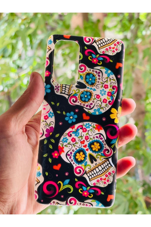 Oppo Reno 5 Pro 5G Uyumlu Kılıf Kurukafa Desenli Baskılı Silikon