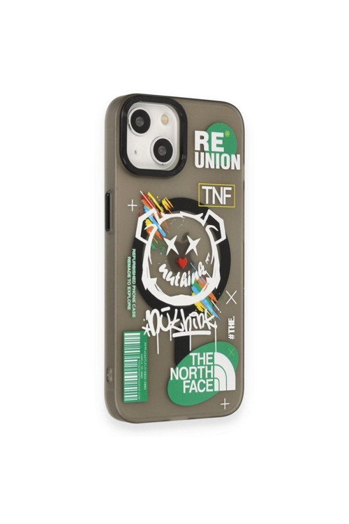 Apple Iphone 14 Kılıf Apollo Magsafe Desenli Kapak + Kablo Koruyucu + Ekran Koruyucu