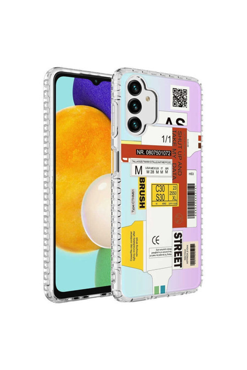 Samsung Galaxy A13 4G Kılıf Renkli Desenli Silikon Elegans + Kablo Koruyucu + Ekran Koruyucu
