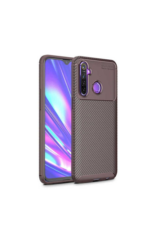 Oppo Realme C3 Kılıf Karbon Görünümlü Silikon Zr-Negro
