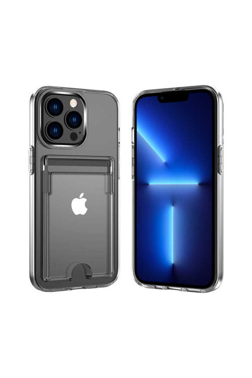 Apple İphone 13 Pro Kılıf Ensa Kartlıklı Şeffaf Silikon Kapak