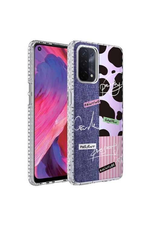 Oppo A74 4G Kılıf Airbag Kenarlı Renkli Desenli Silikon Elegans Kapak