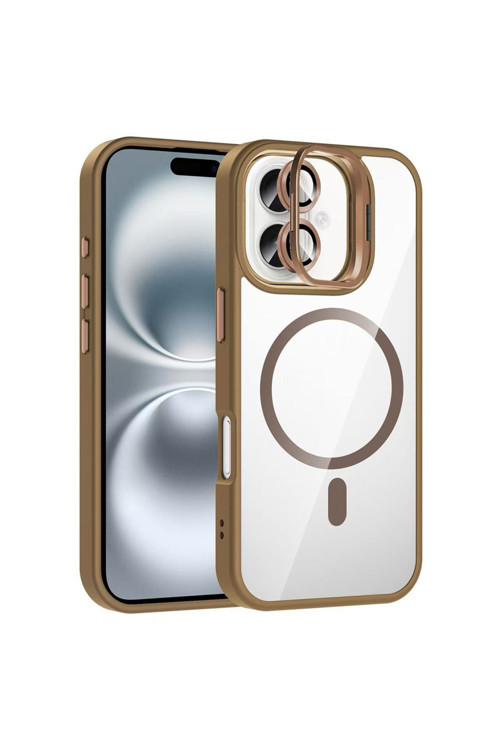 Apple İphone 16 Kılıf Kamera Standlı Lens Koruyucu Hediyeli Zr-Etro