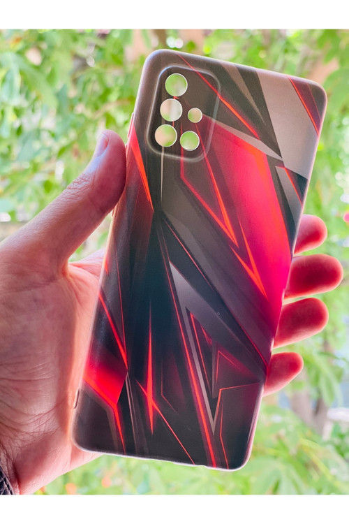 Galaxy A71 Kılıf Kırmızı Siyah Desenli Baskılı Silikon