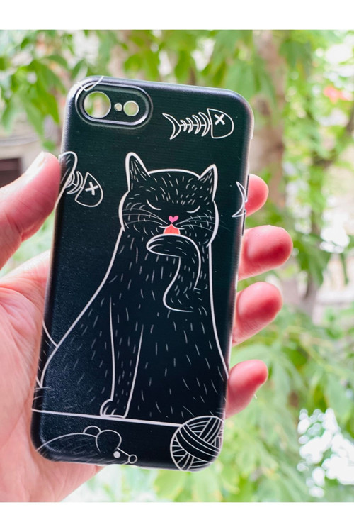 İphone 7 / 8 / Se 2020 Uyumlu Kılıf Kedi Desenli Baskılı Silikon