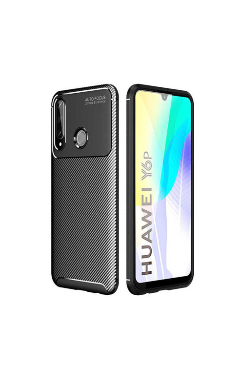 Huawei Y6P Kılıf Karbon Görünümlü Silikon Zr-Negro