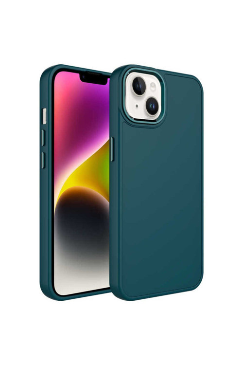 Apple İphone 14 Plus Kılıf Metal Çerçeve Ve Buton Tasarımlı Silikon Zr-Luna
