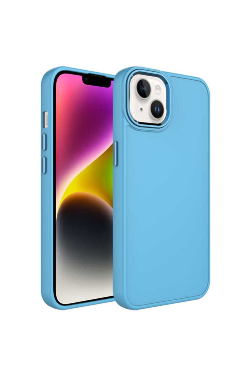 Apple İphone 14 Plus Kılıf Metal Çerçeve Ve Buton Tasarımlı Silikon Zr-Luna