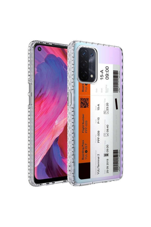 Oppo A74 4G Kılıf Renkli Desenli Silikon Elegans + Kablo Koruyucu + Ekran Koruyucu