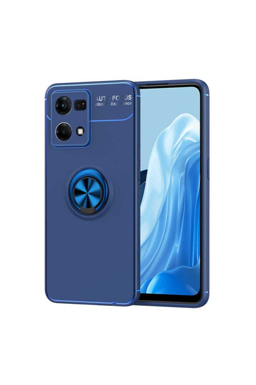 Oppo Reno 7 4G Kılıf Ravel Yüzüklü Standlı Silikon Kapak