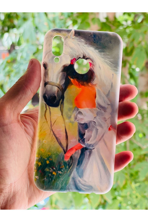 Huawei P20 Lite / Nova 3E Kılıf Kız Ve At Desenli Baskılı Silikon