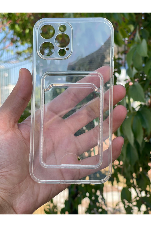 Apple İphone 12 Pro Max Kılıf Şeffaf Kartlıklı Silikon Azn-Setrakart