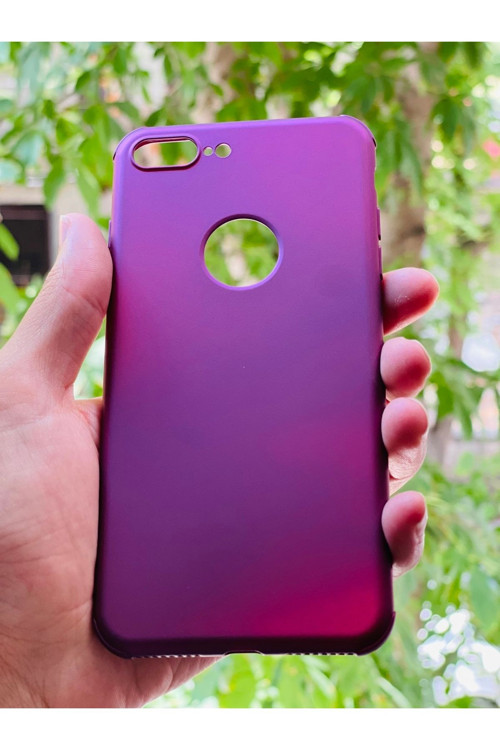 İphone 7 Plus / 8 Plus Uyumlu Kılıf Mürdüm Desenli Baskılı Silikon