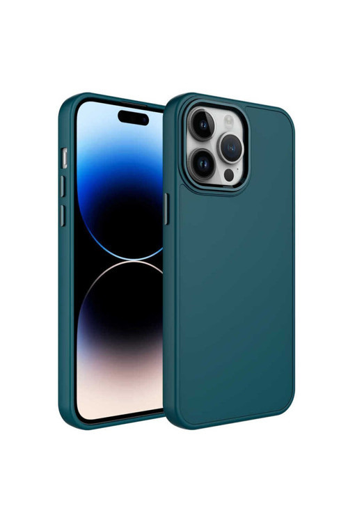Apple İphone 14 Pro Max Kılıf Metal Çerçeve Ve Buton Tasarımlı Silikon Zr-Luna