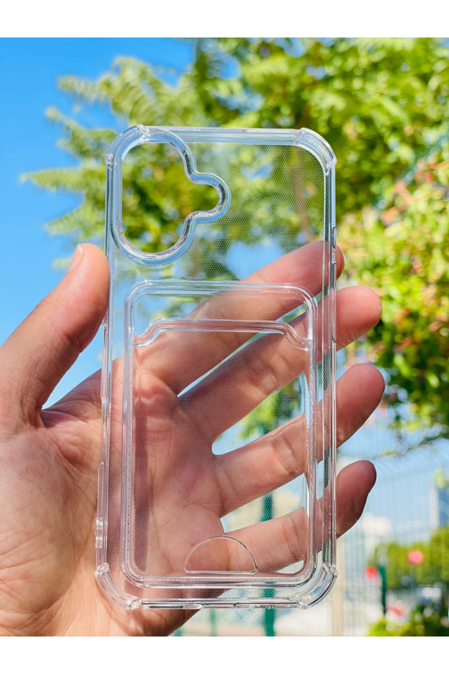 Apple İphone 17 Kılıf Şeffaf Kartlıklı Silikon Azn-Setrakart