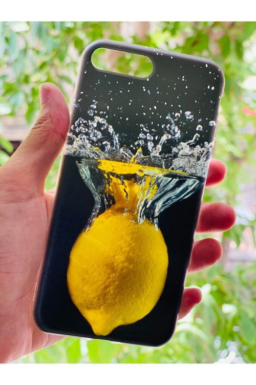 İphone 7 Plus / 8 Plus Uyumlu Kılıf Limon Desenli Baskılı Silikon