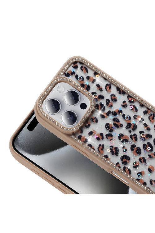 Apple İphone 16 Pro Max Kılıf Taşlı Ve Simli Tasarım Zr-Azra