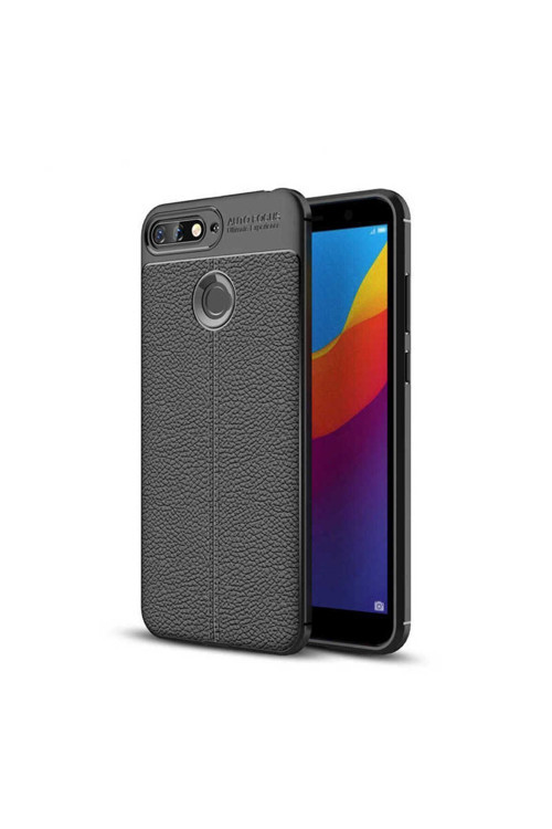Huawei Y7 2018 Kılıf Deri Görünümlü Silikon Zr-Niss