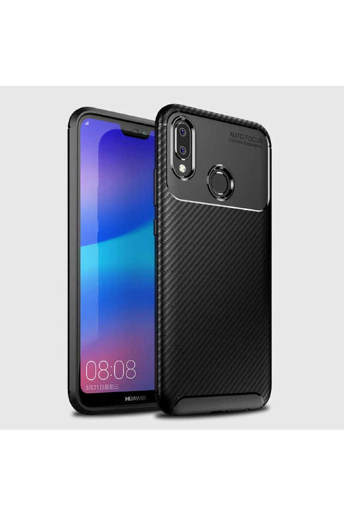 Huawei P20 Lite Kılıf Karbon Görünümlü Silikon Zr-Negro